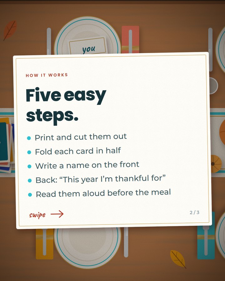 Slide 2: Carousel · Gratitude place cards (the Nov 23 freebie)