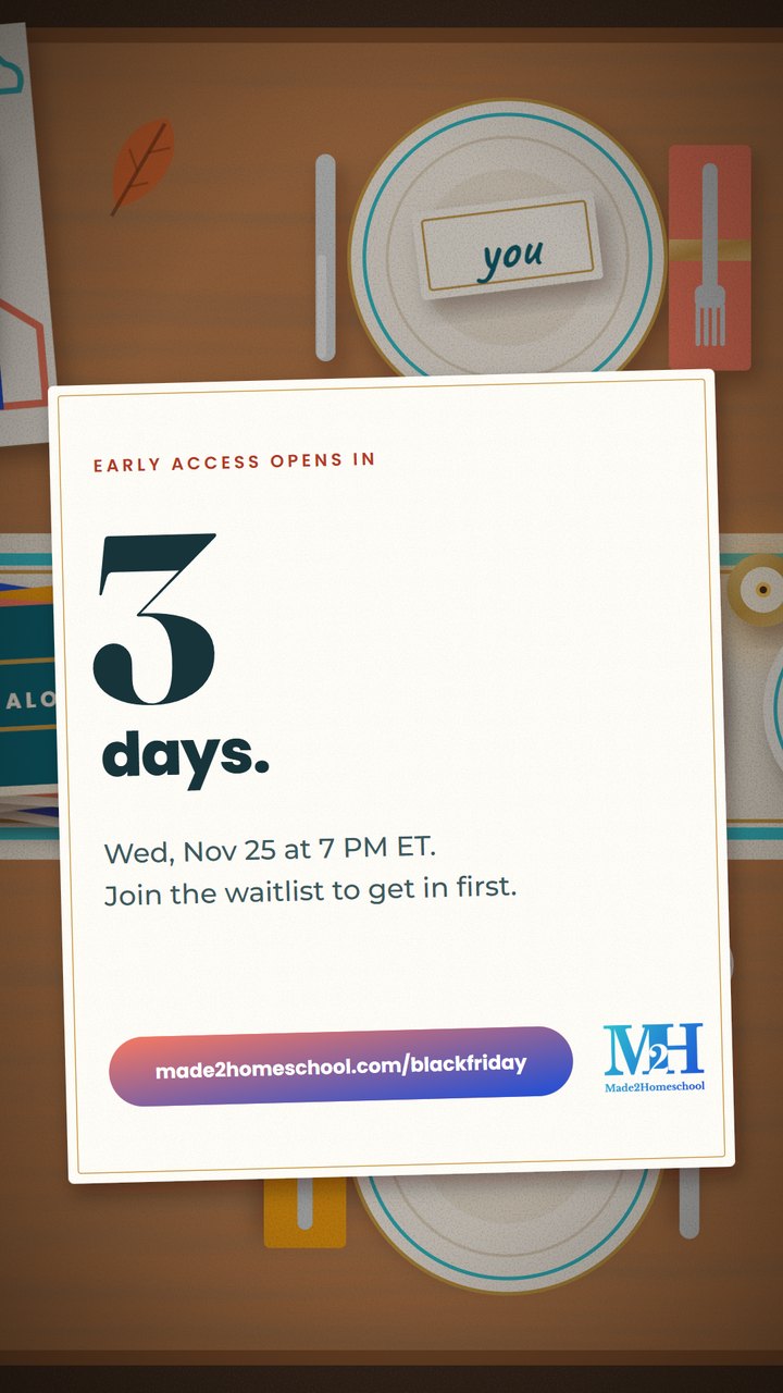 3 days: Countdown and last-call stories · Nov 20 to Nov 25 (no discount shown)